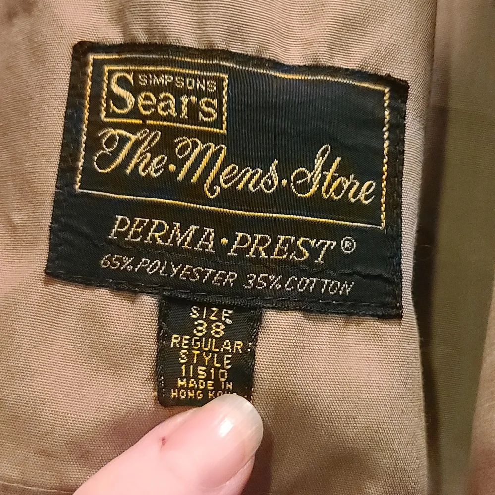 Vintage (like new)Simpsons Sears Men's Store All weather coat sz38 Reg Tan - Picture 6 of 13